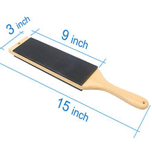 Load image into Gallery viewer, LAVODA Paddle Strop 3" by 9" Double-sided Leather Strop with Green White Compounds Kit Knife Stropping Block for Woodworking Sharpening Honing Knives Leather Knife Sharpening Polishing