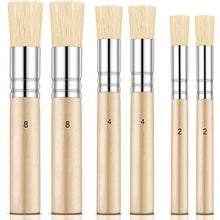 Load image into Gallery viewer, Outus 6 Pieces Wooden Stencil Brushes Pure Natural Stencil Brushes Painting Bristle Brushes for Acrylic Oil Watercolor Art Painting Stencil Project DIY Crafts, 3 Sizes