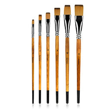 Load image into Gallery viewer, golden maple 6Pcs Japanese Nylon Flat Paint Brush Set Short Wooden Acrylic Handle for Oil Watercolor Acrylic Gouache Paints