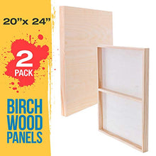 Load image into Gallery viewer, U.S. Art Supply 20" x 24" Birch Wood Paint Pouring Panel Boards, Gallery 1-1/2" Deep Cradle (Pack of 2) - Artist Depth Wooden Wall Canvases - Painting Mixed-Media Craft, Acrylic, Oil, Encaustic