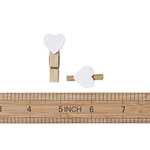 Load image into Gallery viewer, Pandahall 100pcs White Heart Clothespins Wooden Photo Paper Peg Pin Graft Clips with 10.9 Yards Natural Jute Twine for Paper Photo Display Hanging Home Party Decoration