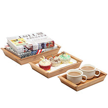 Load image into Gallery viewer, MyGift Set of 3 Small Natural Bamboo Nesting Organizer/Multipurpose Serving Trays with Handles