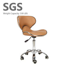 Load image into Gallery viewer, Mefeir Hydraulic Rolling Salon Stool Padded with Back Rest, Modern Cushion Drafting Chair on Wheels for Office Home Kitchen Counter, Height Adjustable Swivel Barstool, PVC Leather