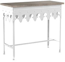 Load image into Gallery viewer, Creative Co-op EC0119 Metal Scalloped Edge Table Wood Top, Antiqued White
