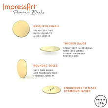 Load image into Gallery viewer, ImpressArt - Premium Metal Stamping Circle Blanks (24 Pack) (1" Circle, Brass)