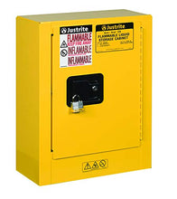 Load image into Gallery viewer, Justrite 890200 Sure-Grip EX Galvanized Steel 1 Door Manual Flammables Mini Safety Storage Cabinet, 17" Width x 22" Height x 8" Depth, 1 Adjustable Shelf, Yellow