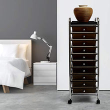 Load image into Gallery viewer, Seville Classics 10-Drawer Multipurpose Mobile Rolling Utility Storage Organizer with Tray Cart, Black