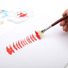 Load image into Gallery viewer, Dainayw White Bristles Fan Paint Brushes, Profession Artist Oil Acrylic Painting Brush Set, Long Handle 9 Pcs
