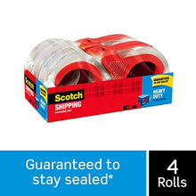 Load image into Gallery viewer, Scotch Heavy Duty Shipping Packaging Tape, 1.88" x 54.6 yd, 3" Core, Clear, Great for Packing, Shipping & Moving, 4 Rolls, Dispensered (3850-4RD)
