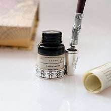 Load image into Gallery viewer, GC Antique Wooden Stem Pen Handcrafted Calligraphy Pen Set Dip Nib Pens-Writing Case With Black Ink Pen Holder Cartridges LL-18