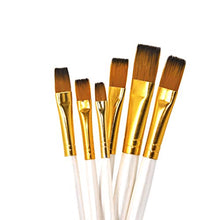Load image into Gallery viewer, SEEFOUN Handmade Professional 6 Pcs Flat Paint Brushes Set, Wood Handle and Nylon Hair, Perfect for Acrylic, Oil, Watercolor and Gouache Painting, Nice Gift for Artists, Students & Kids