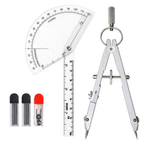 Load image into Gallery viewer, Protractor and Compass Set for Geometry Metal Drawing Compass Math Geometry Set for Students,Compass for Kids,Professional Drafting Tools Protractor Compass Geometry…