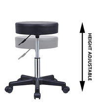 Load image into Gallery viewer, KKTONER Round Rolling Stool PU Leather Height Adjustable Swivel Drafting Work SPA Medical Salon Stools Chair with Wheels Black