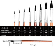 Load image into Gallery viewer, Transon Round Watercolor Detail Paint Brushes Goat Hair 8pcs for Watercolors,Acrylics,Inks,Gouache,Oil and Tempera