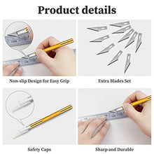 Load image into Gallery viewer, Exacto Knife 72-PACK Craft Knife Steel Hobby Knife Precision 2 Handles Knifes with 70pcs #11 Exacto Knife Blades with Storage Case for DIY,Art Work,Cutting,Carving Jetmore (Gold Blue)
