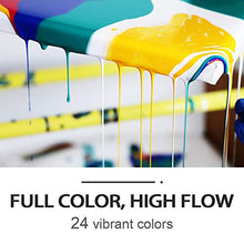 Load image into Gallery viewer, MIRATUSO Acrylic Pouring Paint Set 24 Colors 60ml (2oz) Pre-Mixed High Flow Acrylic Paint for Pouring on Canvas, Paper, Wood and Stones