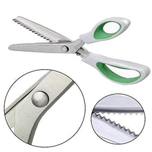 Load image into Gallery viewer, JISTL Green Pinking Shears Comfort Grips Professional Dressmaking Pinking Shears Crafts Zig Zag Cut Scissors Sewing Scissors,Professional Handheld Dressmaking