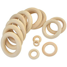 Load image into Gallery viewer, Yolyoo 60pcs Natural Wood Rings for DIY Craft, Ring Pendant and Connectors Jewelry Making, 6 Size