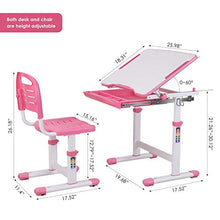 Load image into Gallery viewer, POTBY Kids Desk and Chair Set, Height Adjustable Children Study Table Students Interactive Workstation, with Wood Tiltable Anti-Reflective Tabletop and Pull-Out Drawer for School Boys & Girls (Pink)