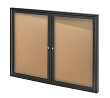 Load image into Gallery viewer, Adir Office Enclosed Bulletin Board - Double Door Locking Cork Board Display Board for Home, School, Office and More. 48"x36" (Black / Cork)
