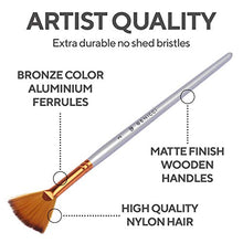 Load image into Gallery viewer, BENICCI Paint Brush Set of 16 – 15 Different Shapes + 1 Flat Brush – with Pallete Knife and Sponge – Nylon Hair and Ergonomic Non Slip Matte Silver Handles - with Standable Organizing Case