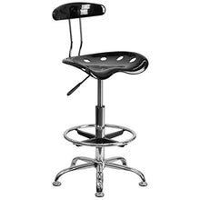 Load image into Gallery viewer, Flash Furniture Vibrant Black and Chrome Drafting Stool with Tractor Seat