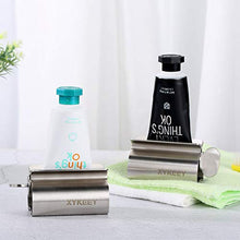Load image into Gallery viewer, XYKEEY Toothpaste Tube Squeezer - Set of 2 Toothpaste Squeezer Rollers, Metal Toothpaste Tube Wringer Seat Holder Stand (Stainless Steel)