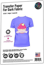 Load image into Gallery viewer, NuFun Activities Inkjet Printable Iron-On Heat Transfer Paper for Dark Fabrics, 8.5x11” To Print For T Shirts and DIY Projects, 5 Sheets