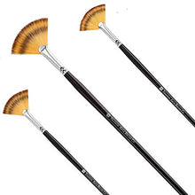 Load image into Gallery viewer, Paint Brush Set Artist Fan Painting Brushes Wood Long Hands for Oil Acrylic Watercolor 3 Pcs