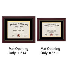 Load image into Gallery viewer, ELSKER&HOME 11×14 Certificate Frame - Solid Wood - Wide Molding - Luxury Black Velvet Mat - Semi-Tempered Glass - ONLY Fits 11×14 Document/Certificate (Velvet Mat,Black with Golden Rim)