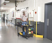 Load image into Gallery viewer, Rubbermaid Commercial Products 2-Shelf Utility/Service Cart, Medium, Lipped Shelves, Ergonomic Handle, 500 Lbs. Capacity, For Warehouse/Garage/Cleaning/Manufacturing (Fg452088Bla)