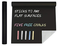Load image into Gallery viewer, Extra Large Blackboard Chalkboard Banner Vinyl Adhesive Paper (7.5 FEET) w/ Upgraded Color Chalks - Shelf Drawer Liner Wall Decal Poster Roll Paint Alternative - Peel & Stick Shape Silhouette