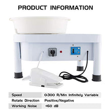 Load image into Gallery viewer, TUNTROL Pottery Wheel with Foot Pedal, 350W Triangle Ceramic Machine with 25cm Detachable Basin for Clay Art Craft Work DIY