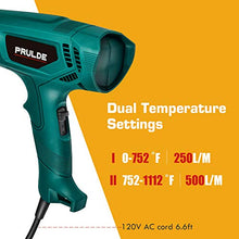 Load image into Gallery viewer, Heat Gun, PRULDE HG0080 Hot Air Gun Kit Dual Temperature Settings 752 -1112 Deg F with 4 Nozzles for Crafts, Shrink Wrapping/Tubing, Paint Removing
