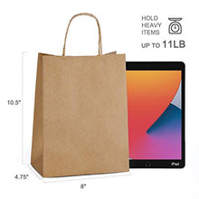 Load image into Gallery viewer, Mesha 50pcs Medium Size Gift Bags with Handle Brown Kraft Paper Bags 8x4.75x10.5 Inch Paper Shopping Bags, Paper Party Favor Bags, Retail Paper Bags Bulk