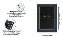 Load image into Gallery viewer, Violabbey 4x6 Picture Frames Set of 2, Dark Blue Photo Frame with Gold Rim of Mix Match Modern Style, High Definition Tempered Real Glass, Wall Mounted or Tabletop Display