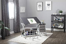 Load image into Gallery viewer, 2 Piece Comet Art, Hobby, Drawing, Drafting, Craft Table with 36"W x 23.75"D Angle Adjustable Top and Stool in Silver/Black, Assembled Dimensions: 50" W x x 29.5" H