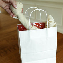 Load image into Gallery viewer, 100 | 50 | 25 Count - White Paper Kraft Bags with Handles - Perfect Solution for Baby Shower, Birthday Parties, Boys and Girls Gifts, Shopping, Restaurant takeout and Shop Owners - Size (8"x4.75"x10")
