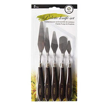 Load image into Gallery viewer, CONDA Palette Knife Painting Stainless Steel Spatula Palette Knife Oil Paint Metal Knives Wood Handle (Red 5 Piece)