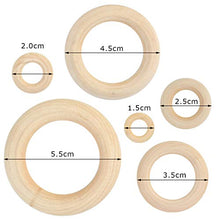 Load image into Gallery viewer, Yolyoo 60pcs Natural Wood Rings for DIY Craft, Ring Pendant and Connectors Jewelry Making, 6 Size