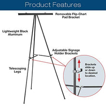 Load image into Gallery viewer, Aluminum Flip-Chart Presentation Easel: 2-Pack with Telescoping Legs, 70 Inches (Black)
