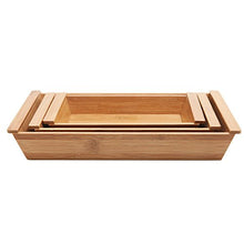 Load image into Gallery viewer, MyGift Set of 3 Small Natural Bamboo Nesting Organizer/Multipurpose Serving Trays with Handles