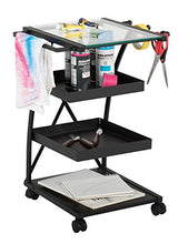Load image into Gallery viewer, SD STUDIO DESIGNS Modern Triflex Mobile Storage Taboret for Arts and Crafts, Charcoal/Clear Glass