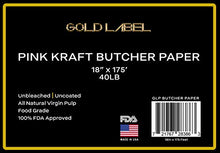 Load image into Gallery viewer, Pink Butcher Kraft Paper Roll - 18” x 175’ - Food Grade Natural Butcher Paper for BBQ Briskets Smoking Meat Wrapping Fresh Food - Peach Unbleached Unwaxed Heavy Duty Butcher Paper | USA Made