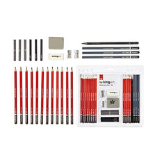 Load image into Gallery viewer, KINGART Artist Pencil Kit, Set of 26 Sketching and Drawing Set, Graphite 26 Piece
