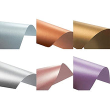 Load image into Gallery viewer, Metallic Shimmer Paper Sheets for Crafting (8.5 x 11 Inches, 6 Colors, 48-Pack)