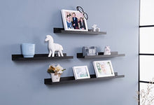 Load image into Gallery viewer, O&K FURNITURE Set of 2 Black Picture Ledge Diaplay Wall Shelf, 18.9" Length