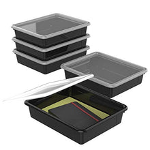 Load image into Gallery viewer, Storex Flat Storage Tray with Lid, Letter Size, 10 x 13 x 3 Inches, Black, 5-Pack (62535U05C)