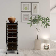 Load image into Gallery viewer, Seville Classics 10-Drawer Multipurpose Mobile Rolling Utility Storage Organizer with Tray Cart, Black