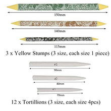 Load image into Gallery viewer, WOWOSS 23 Pieces Blending Stumps and Tortillions Set with 2 Pcs Sandpaper Pencil Sharpener, Pencil Extension Tool, 2 Sponge Sketch and Felt Bag for Student Sketch Drawing